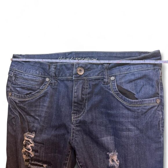 Itz Me USA Womens/Junior Cuffed Distressed Denim Jeans Size 9 Stretch Y2K - Picture 6 of 8